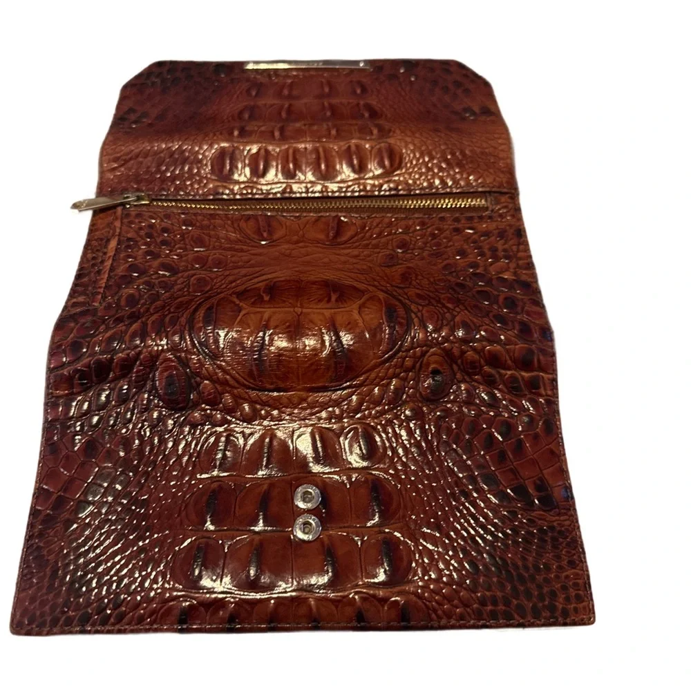 Brahmin Cordelia Pecan Melbourne Rich Brown Embossed Wallet - Picture 3 of 15